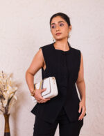 All-Black Power Suit with Sleeveless Blazer - Image 2