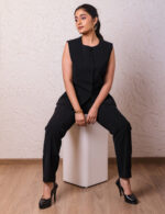 All-Black Power Suit with Sleeveless Blazer - Image 5