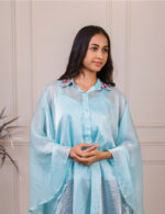 Blue Asymmetrical Cape Shirt