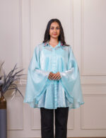 Blue Asymmetrical Cape Shirt - Image 4