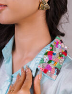 Blue Asymmetrical Cape Shirt - Image 2