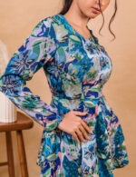 ⁠Blue Floral Peplum Top - Image 3