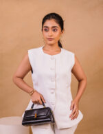 Classic White Power Suit with Sleeveless Blazer