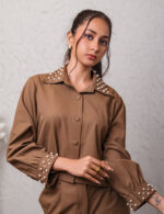 Cocoa Brown Co-ord with Pearl Details