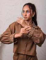 Cocoa Brown Co-ord with Pearl Details - Image 2