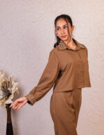 Cocoa Brown Co-ord with Pearl Details - Image 3