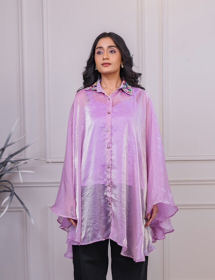 Lavender Asymmetrical Cape Shirt