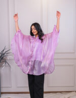 Lavender Asymmetrical Cape Shirt - Image 2