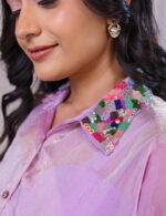 Lavender Asymmetrical Cape Shirt - Image 3