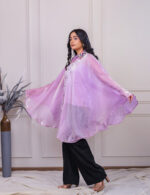 Lavender Asymmetrical Cape Shirt - Image 4
