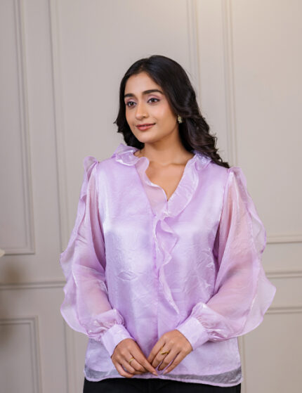 Lavender Ruffle Detail Blouse