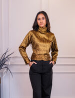 Metallic Bronze High-Neck Top - Image 2