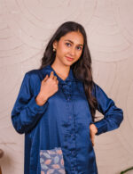 Midnight Blue Shirt Dress with Pocket Detail
