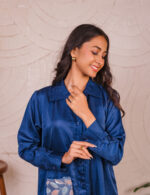 Midnight Blue Shirt Dress with Pocket Detail - Image 2