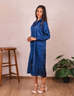 Midnight Blue Shirt Dress with Pocket Detail - Image 3