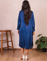 Midnight Blue Shirt Dress with Pocket Detail - Image 5