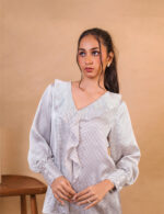 Monochrome Polka Dot Ruffle Blouse