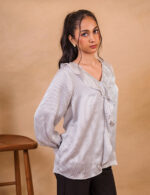 Monochrome Polka Dot Ruffle Blouse - Image 2