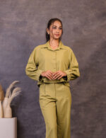 Olive Green Co-ord with Pearl Sleeve Detail