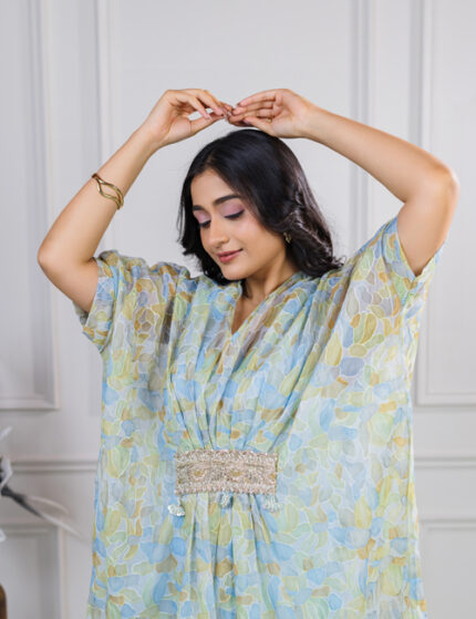 Pastel Bloom Embellished Maxi Dress