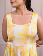 Yellow & White Sleeveless Midi Dress - Image 2