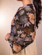 ⁠Ivory Midi Dress with Black Floral Crop Jacket - Image 4