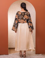 ⁠Ivory Midi Dress with Black Floral Crop Jacket - Image 5